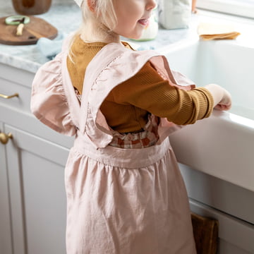 Kinderschürze und Kochmütze, dusty pink / classic white von Sebra