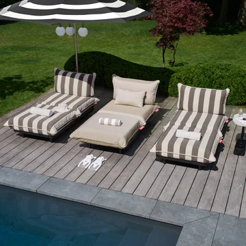 Fatboy - Paletti Outdoor Daybed, weiss / kakao gestreift