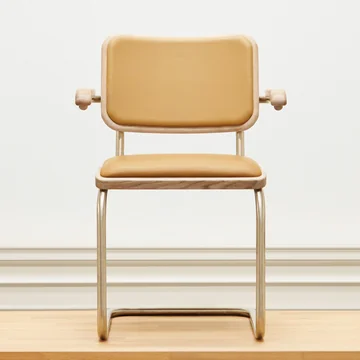 Thonet - S 64 P Nordic Armlehnstuhl, nickelsilver / Eiche geölt weiss pigmentiert / light caramel (JS. by Jil Sander)