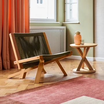 ClassiCon - Volkshaus Lounge Chair und Hocker, Eiche natur / waldgrün 