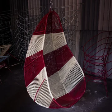 Acapulco Design - Acapulco Hängestuhl, CDMX_2, weiss / burgundy red