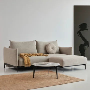 Innovation Living - Malloy Ottomane, schwarz / natur (579 Kenya Gravel)