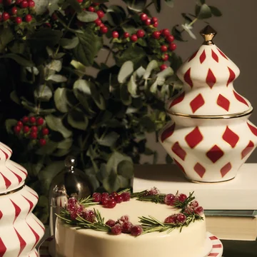 Alessi - Delight Bonbondose, weiss / rot / gold