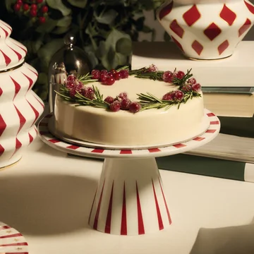 Alessi - Delight Kuchenständer, weiss / rot / gold
