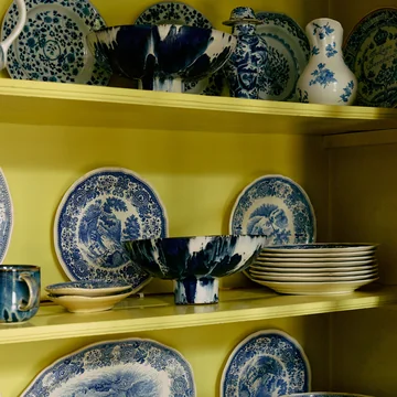 HKliving - Servierschale mit Fuss, Ø 26 cm, indigo