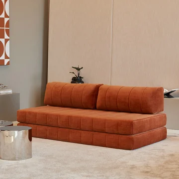 Innovation Living - Cozypad Schlafsofa, 2 gerade Rückenkissen, rust orange (Stoff 412 Esina)