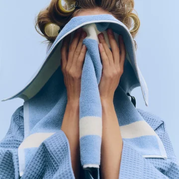 HAY - Stripe Handtuch, 40 x 60 cm, dusty blue