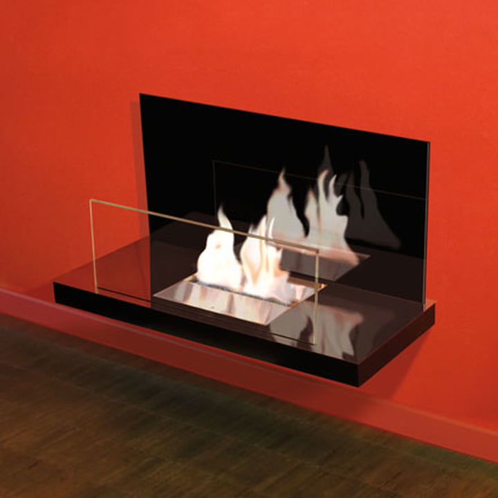 Wallflame II - Edelstahl, hochglanz/ Glas, schwarz