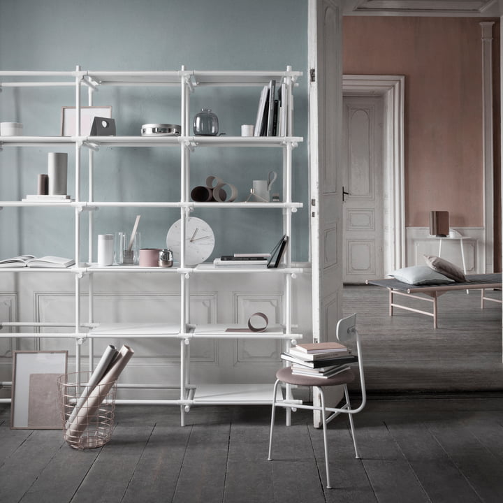 GamFratesi Schale, Wire Bin, Afteroom Stuhl und Stick System, weiss / weiss von Menu