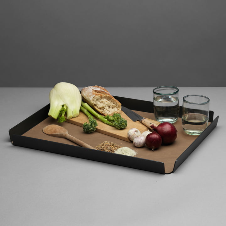 LindDNA - Tray Square L 36 x 46 cm, anthrazit / Nupo braun