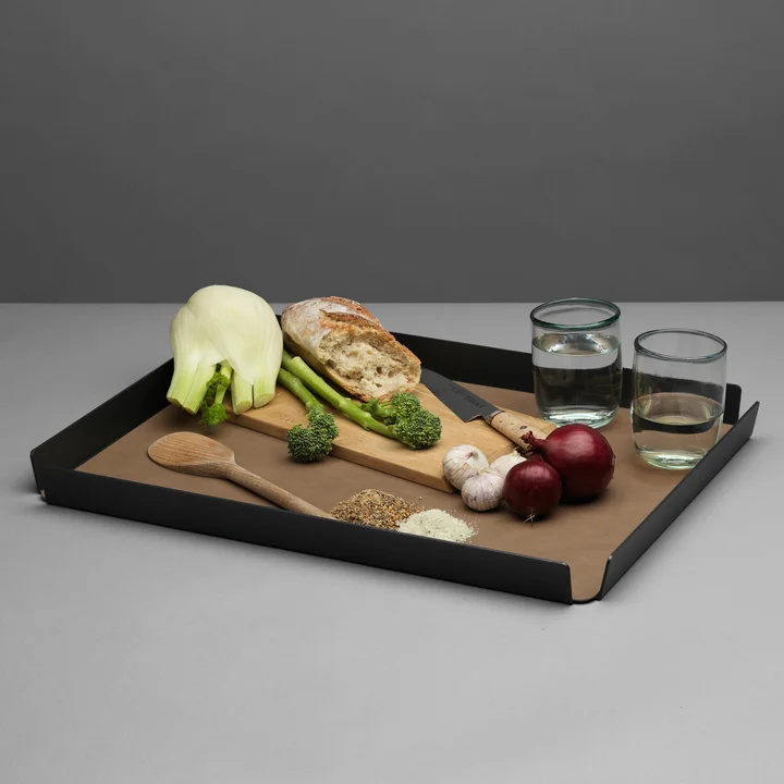 Lind DNA - Tray Square L 36 x 46 cm, anthrazit / Nupo braun
