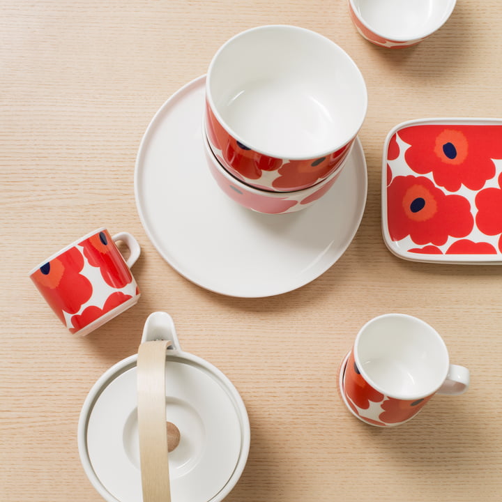 Oiva Unikko Schale von Marimekko in Weiss und Rot