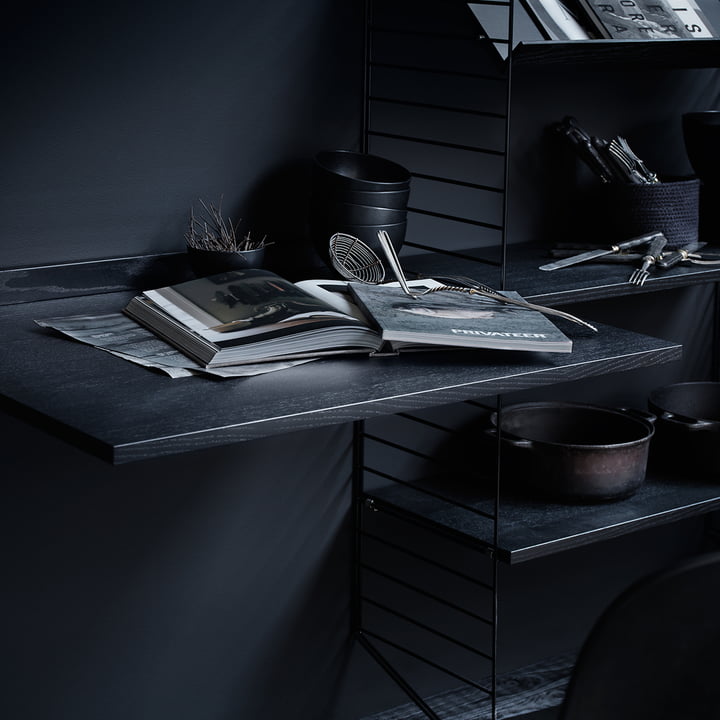 String - Regalsystem, schwarz gebeizt