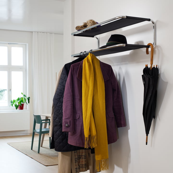 Thonet - S 1521 Wandgarderobe, Kunststoffnetzbespannung schwarz