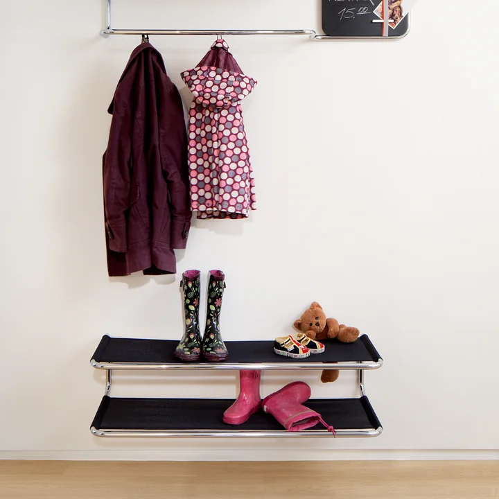 Thonet - S 1521 Wandgarderobe, Kunststoffnetzbespannung schwarz