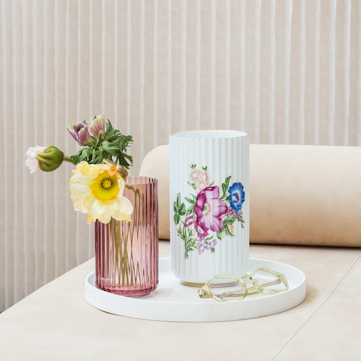 Lyngbyvase mit Blumendekor von Lyngby Porcelæn