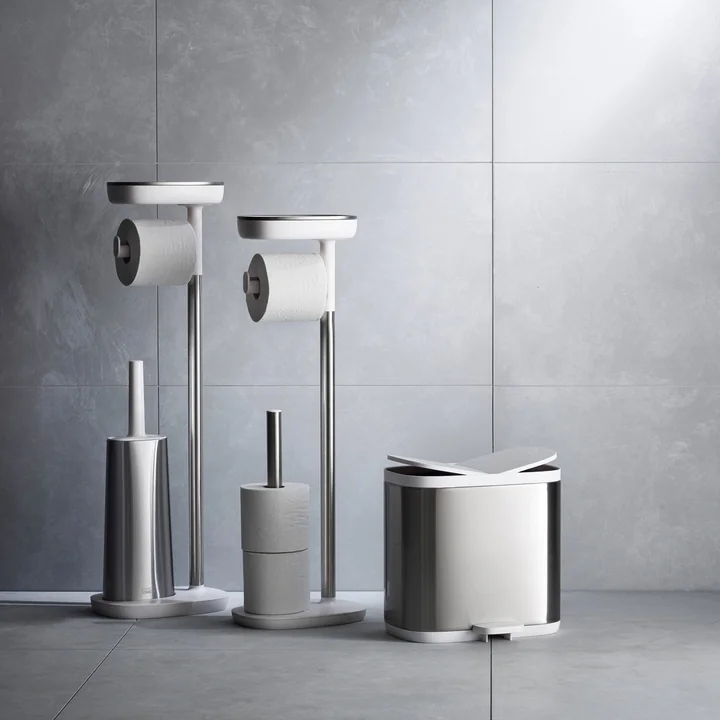 Joseph Joseph - Split Steel 6 Recycling-Badeimer und EasyStore Plus Toilettenpapierhalter mit Flex Steel Toilettenbürste