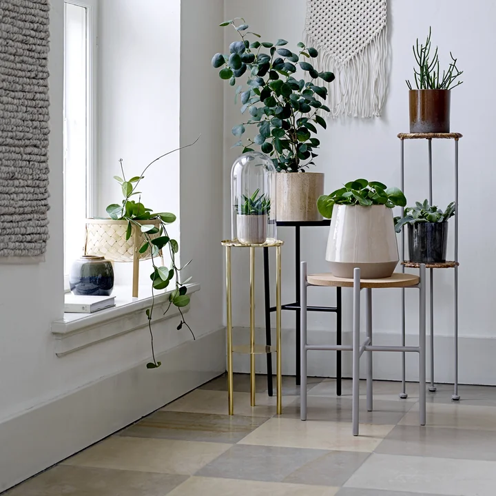 Blumentopf mit Untersetzer von Bloomingville mit weiteren Pflanzen und Blumentöpfen