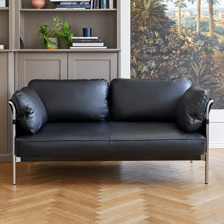 Can 2.0 Sofa 2-Sitzer von HAY in Chrom / Canvas schwarz / Silk schwarz SIL0842