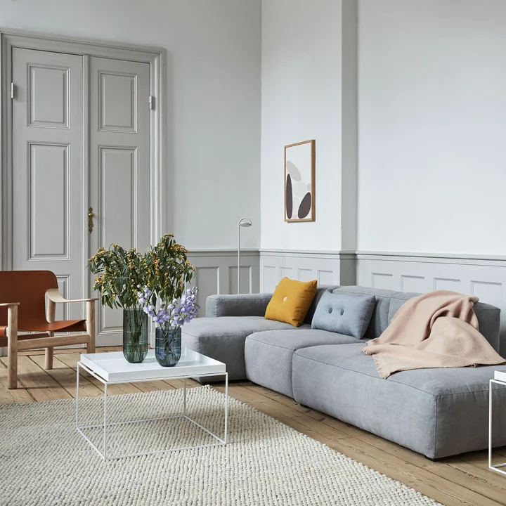 Stones Poster No. 1 von artvoll mit Bernard Sessel, Dot Kissen, Colour Vase Glasvase und Mags Soft Sofa von HAY