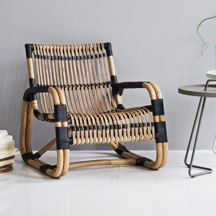 Curve Loungesessel Indoor, natur / schwarz von Cane-line 