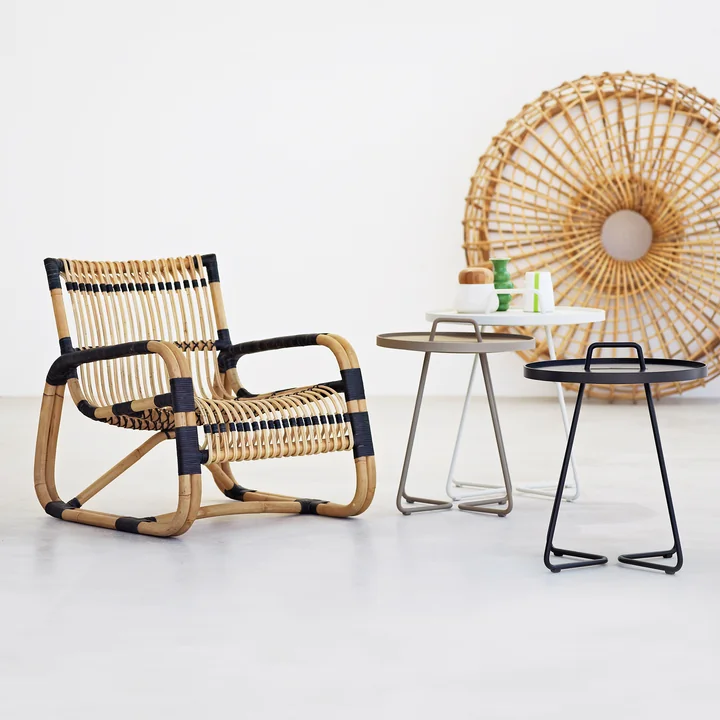 Curve Loungesessel Indoor, natur / schwarz von Cane-line