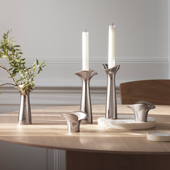 Bloom Botanica Kerzenhalter und Teelichthalter Edelstahl von Georg Jensen 