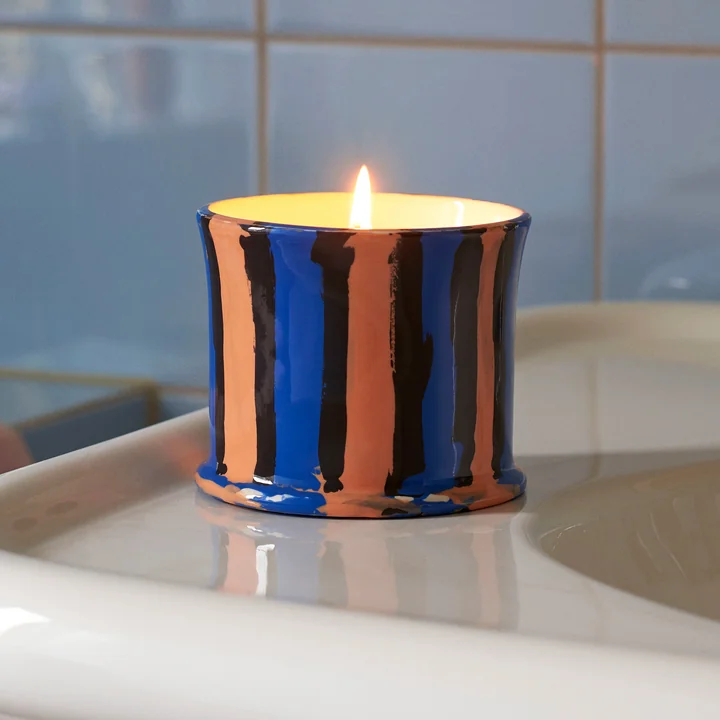 Stripe Duftkerze, Ø 10 x H 8,5 cm, Minzblatt von HAY.