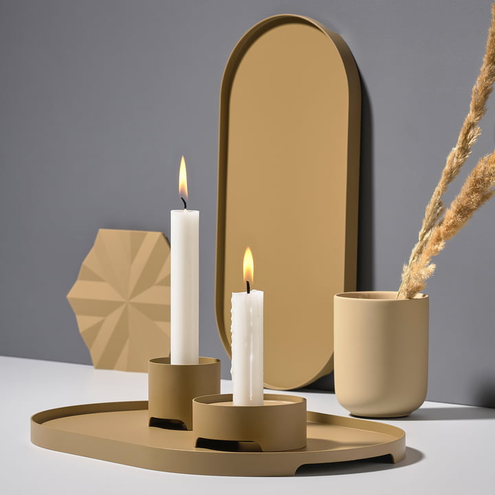 Neue Farbe für Singles Metall-Tabletts und Singles Metall-Kerzenhalter: Khaki 