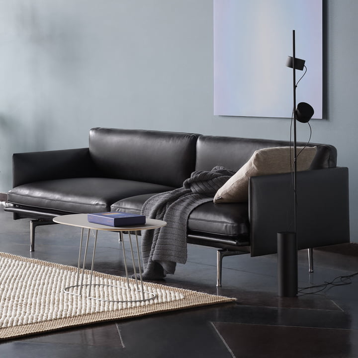 Outline Sofa 3-Sitzer von Muuto aus schwarzem Refine Leather