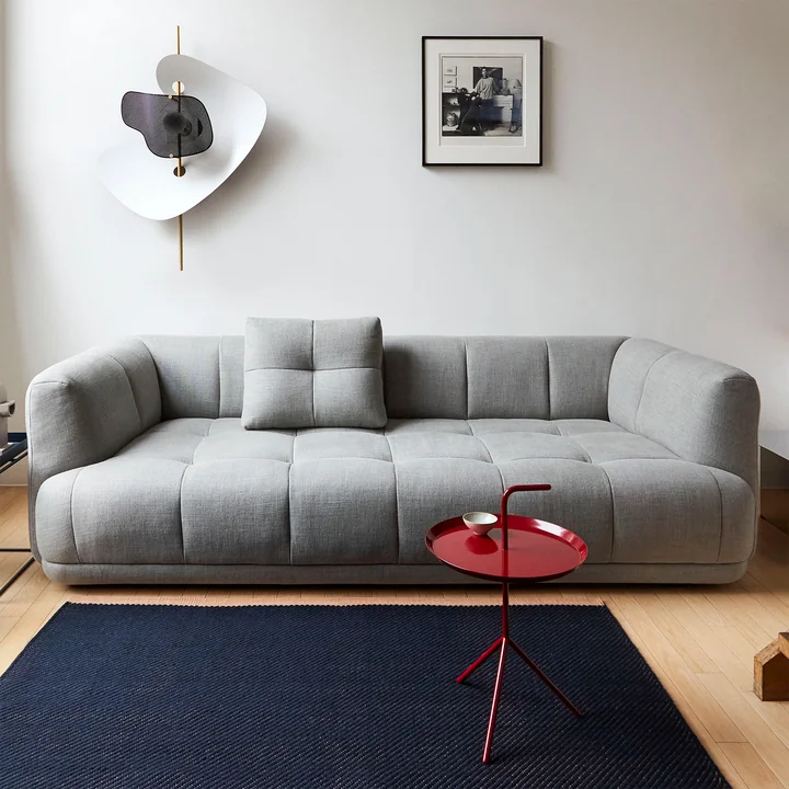 Quilton 3-Sitzer Sofa von HAY in der Ausführung Linen Grid adriatic blue
