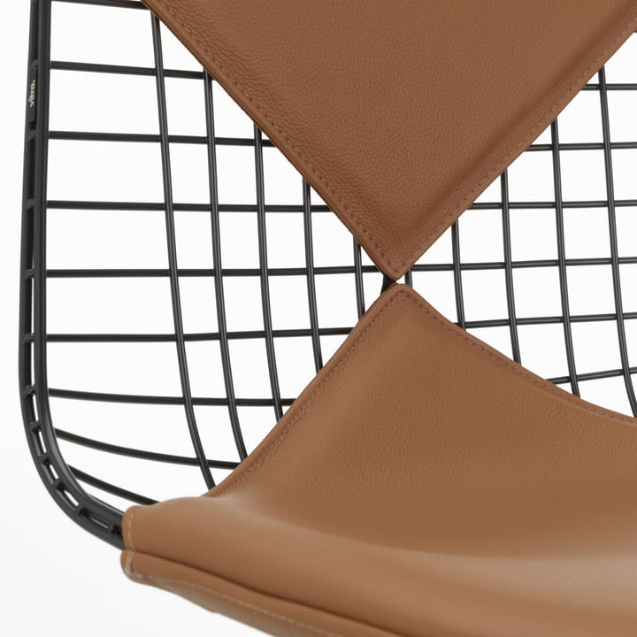 Wire Chair DKR-2 von Vitra in premium Leder / cognac, basic dark