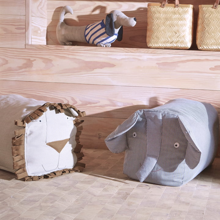 Tier Kinder Sitzsack Löwe Lobo und Elefant Erik von OYOY