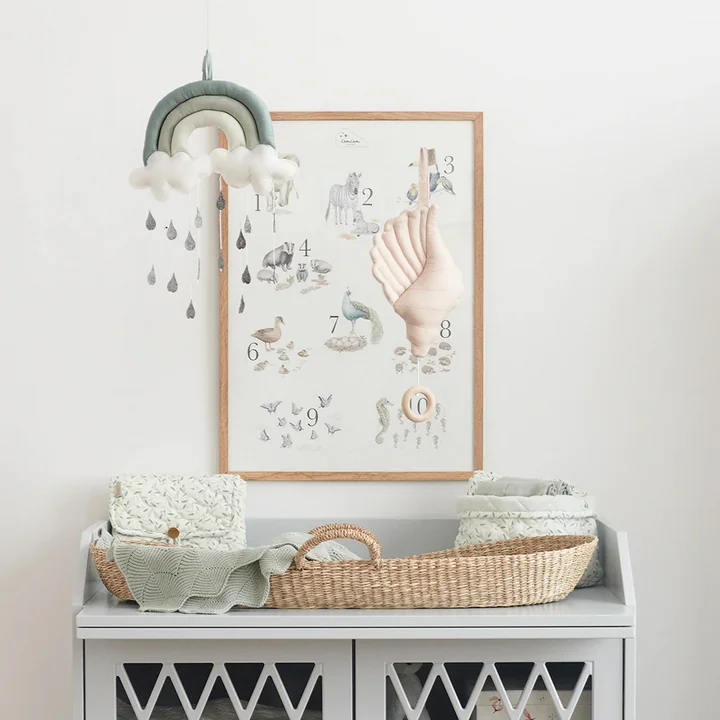 Gesteppte Aufbewahrungskörbe von Cam Cam Copenhagen in der Ausführung green leaves