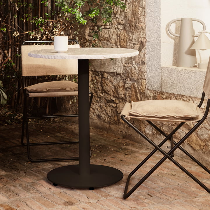 Mineral Bistrotisch Marmor Ø 60 cm, weiss / schwarz von Ferm Living