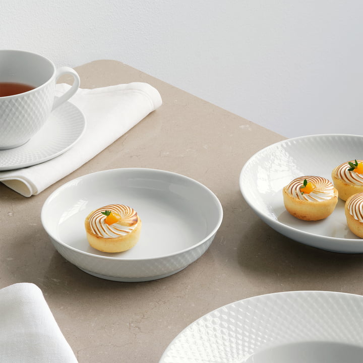 Rhombe Schale Dessert von Lyngby Porcelæn in der Farbe weiss