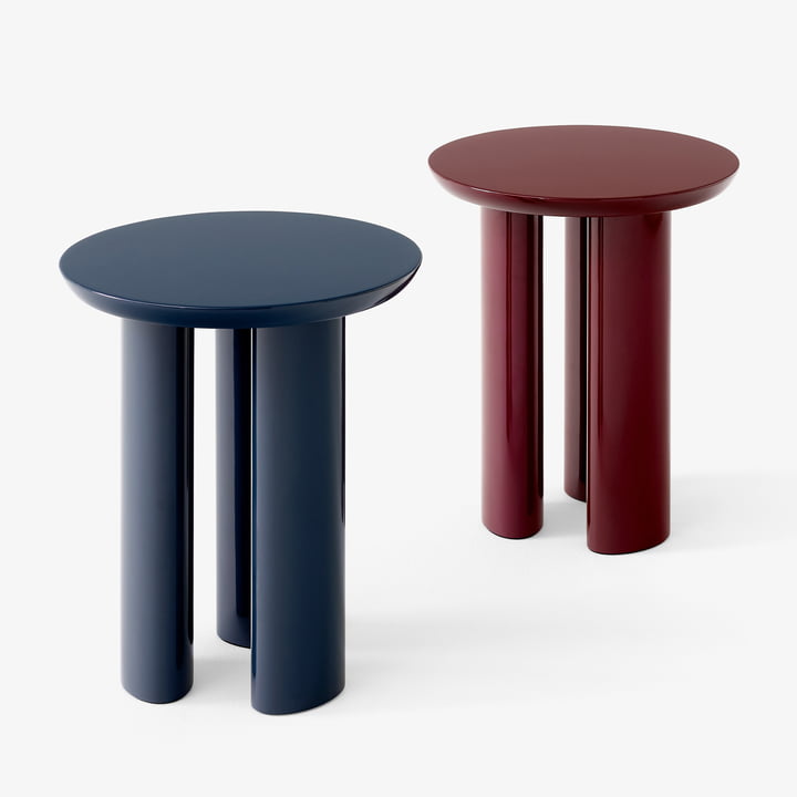 Tung Beistelltisch, steel blue und burgundy red von &Tradition