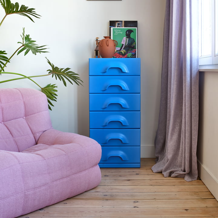 Kommode, mit 6 Schubladen / bright blue von HKliving