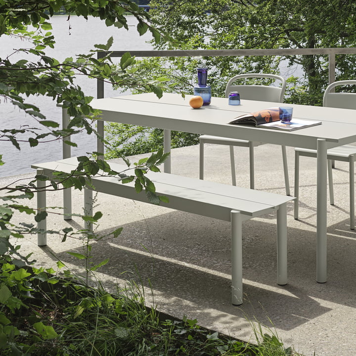 Linear Steel Bank Outdoor, 170 cm, grau von Muuto