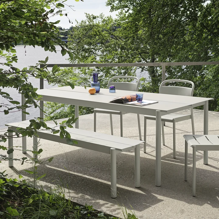 Linear Stahltisch Outdoor, 90 x 220 cm, grau von Muuto