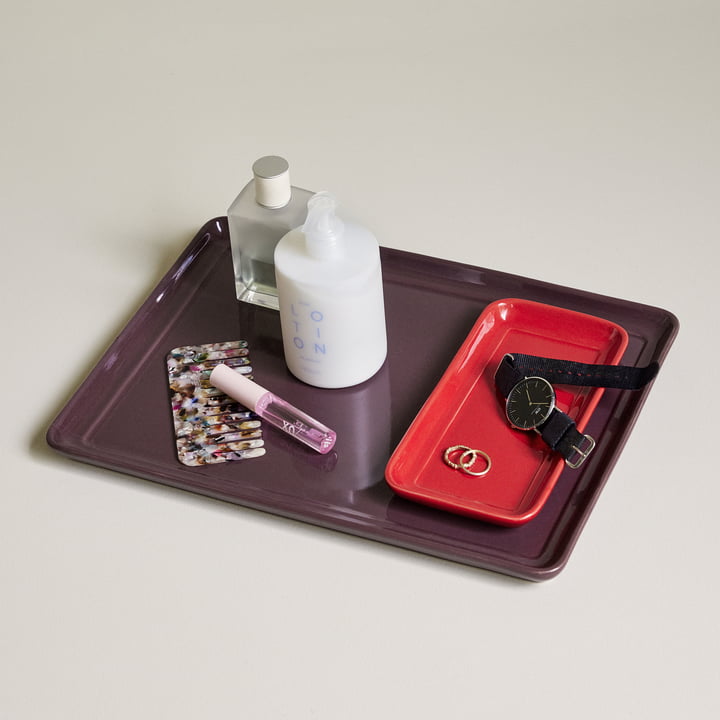 Amare Tablett, burgund / rot (2er-Set) von Hübsch Interior