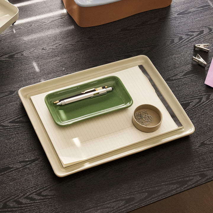 Amare Tablett, sand / grün (2er-Set) von Hübsch Interior