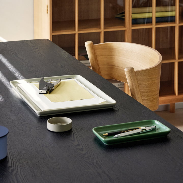 Amare Tablett, sand / grün (2er-Set) von Hübsch Interior