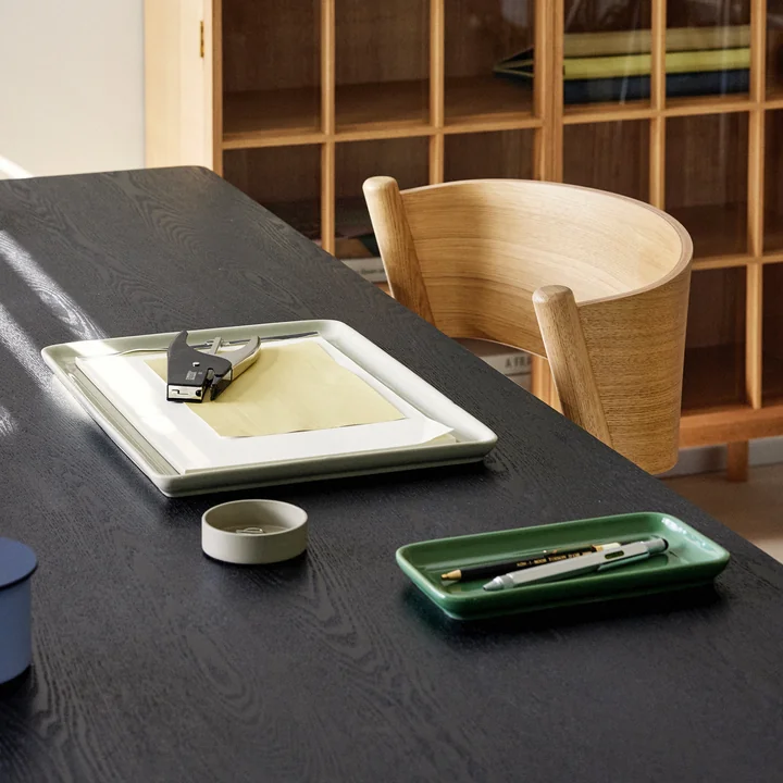 Amare Tablett, sand / grün (2er-Set) von Hübsch Interior