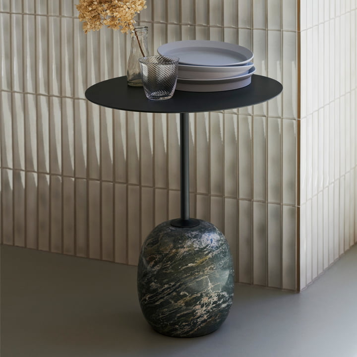 &Tradition - Lato Beistelltisch, H 50 cm / Ø 40 cm, deep green / verde alpi Marmor