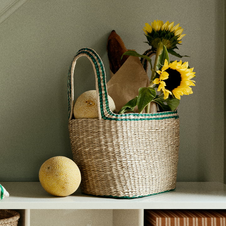 Lykke Korb von Broste Copenhagen in der Ausführung natural / jelly green