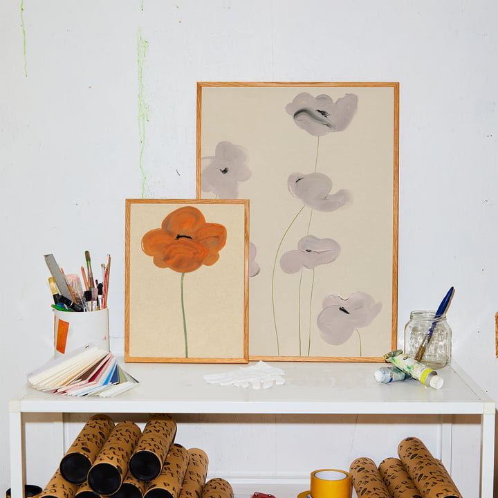 White Vallmo & Orange Vallmo von Paper Collective