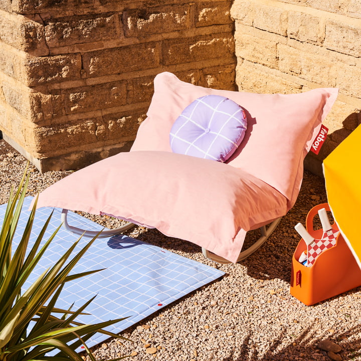 Fatboy - Aktionsset: Rock 'n' Roll Lounge Chair, hellgrau + Original Outdoor Sitzsack, blossom
