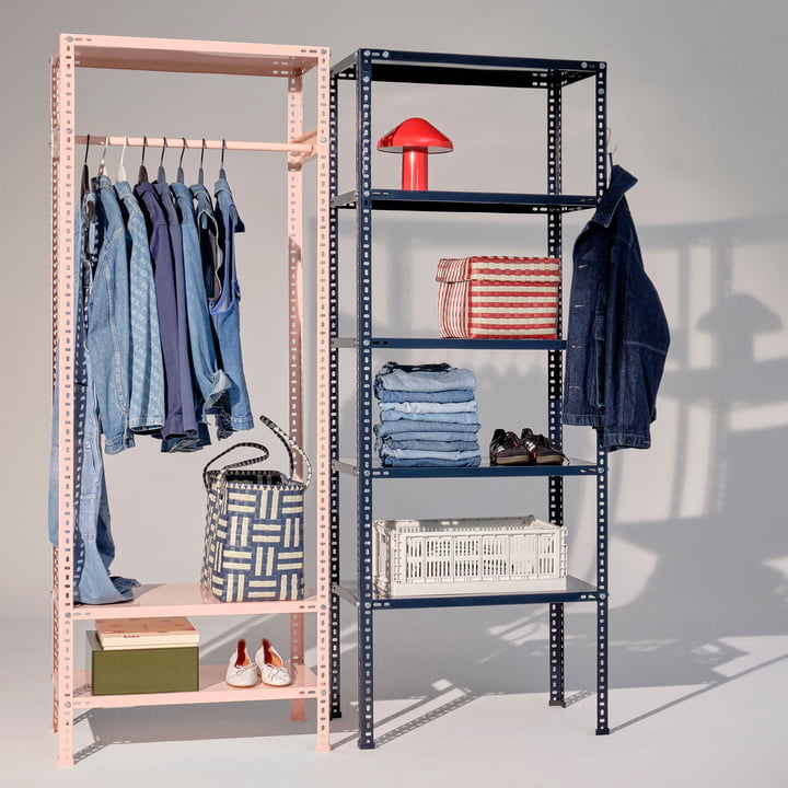 Wardrobe Unit, rosa und Shelving Unit, dunkelblau von Hay