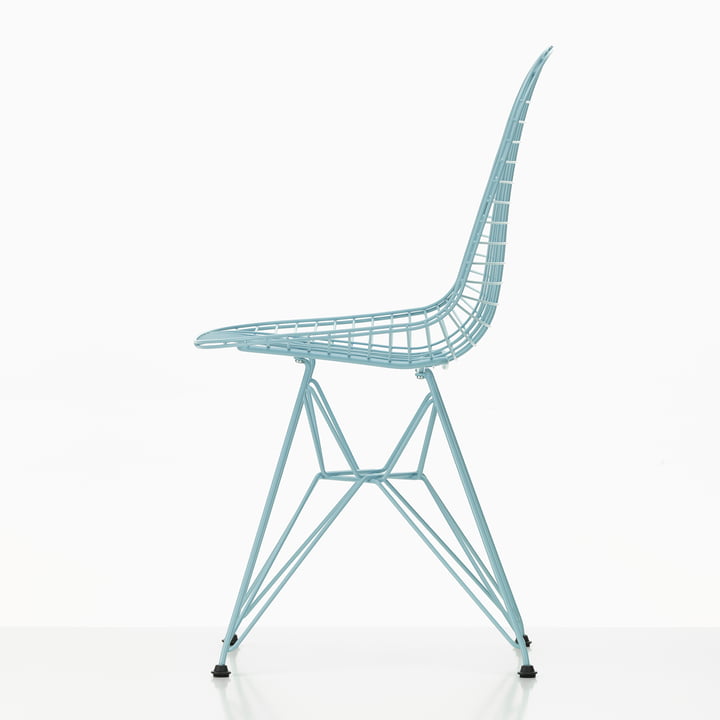 Wire Chair DKR (H 43 cm), himmelblau / ohne Bezug, Kunststoffgleiter (basic dark) von Vitra